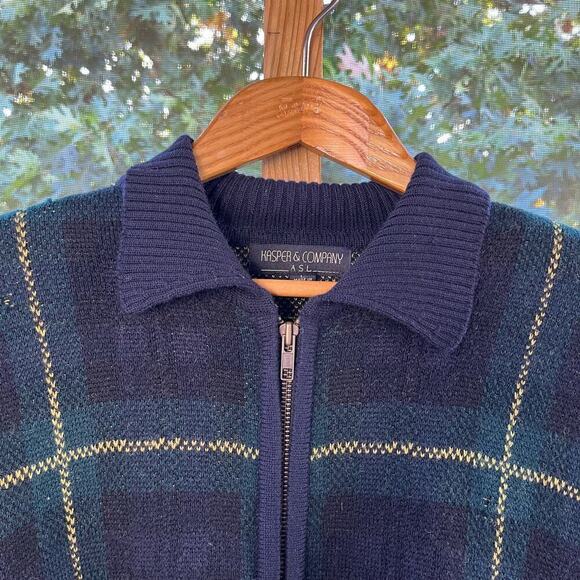 Kasper & Company A.S.L Women's Preppy Vintage Zip Front Cardigan Size L - Picture 3 of 8